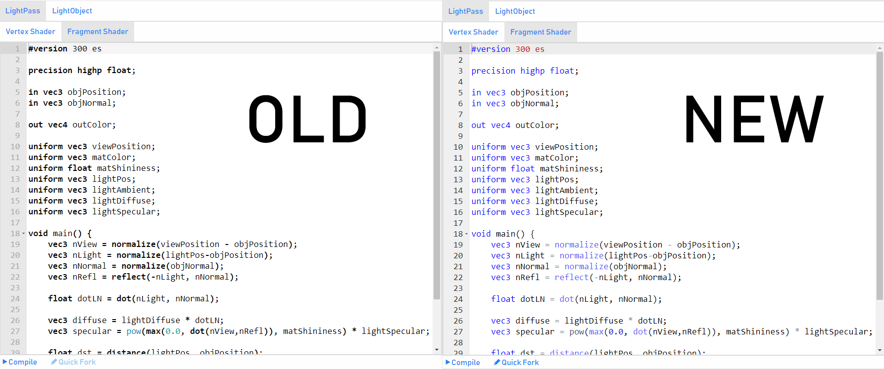 New syntax highlighting