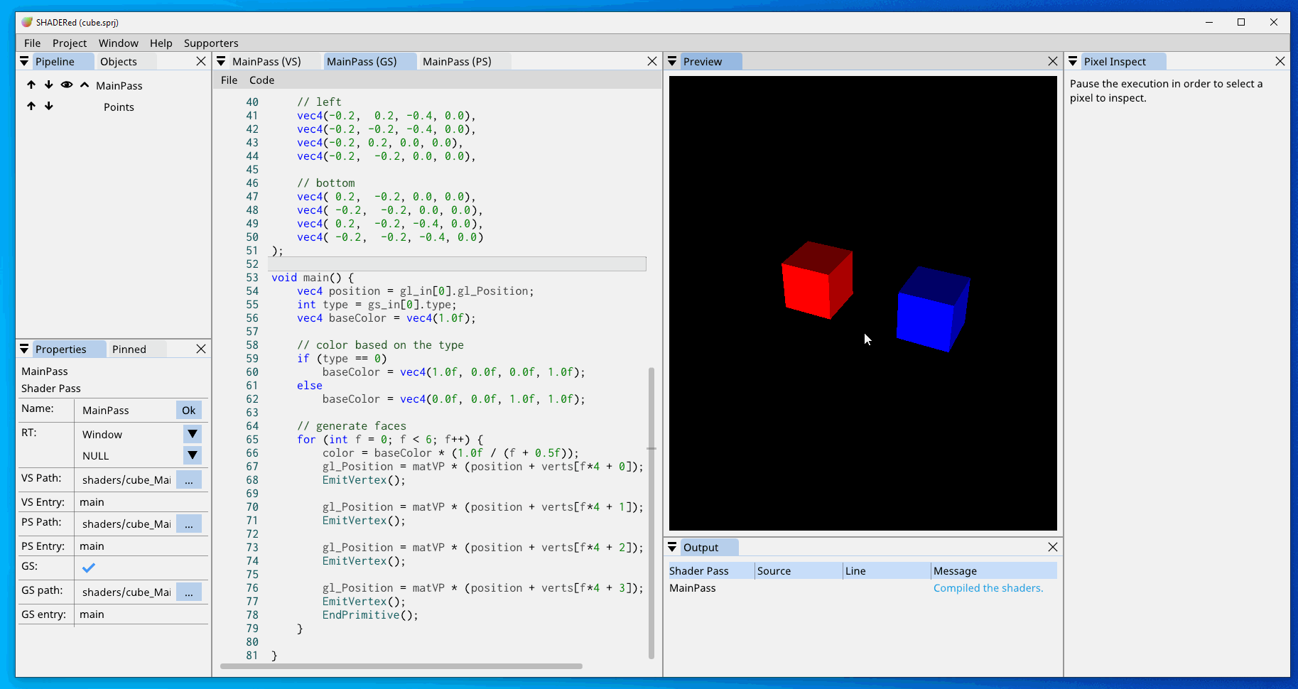 Geometry shader debugger - cube
