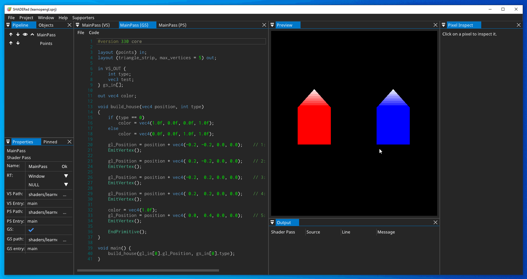 Geometry shader debugger