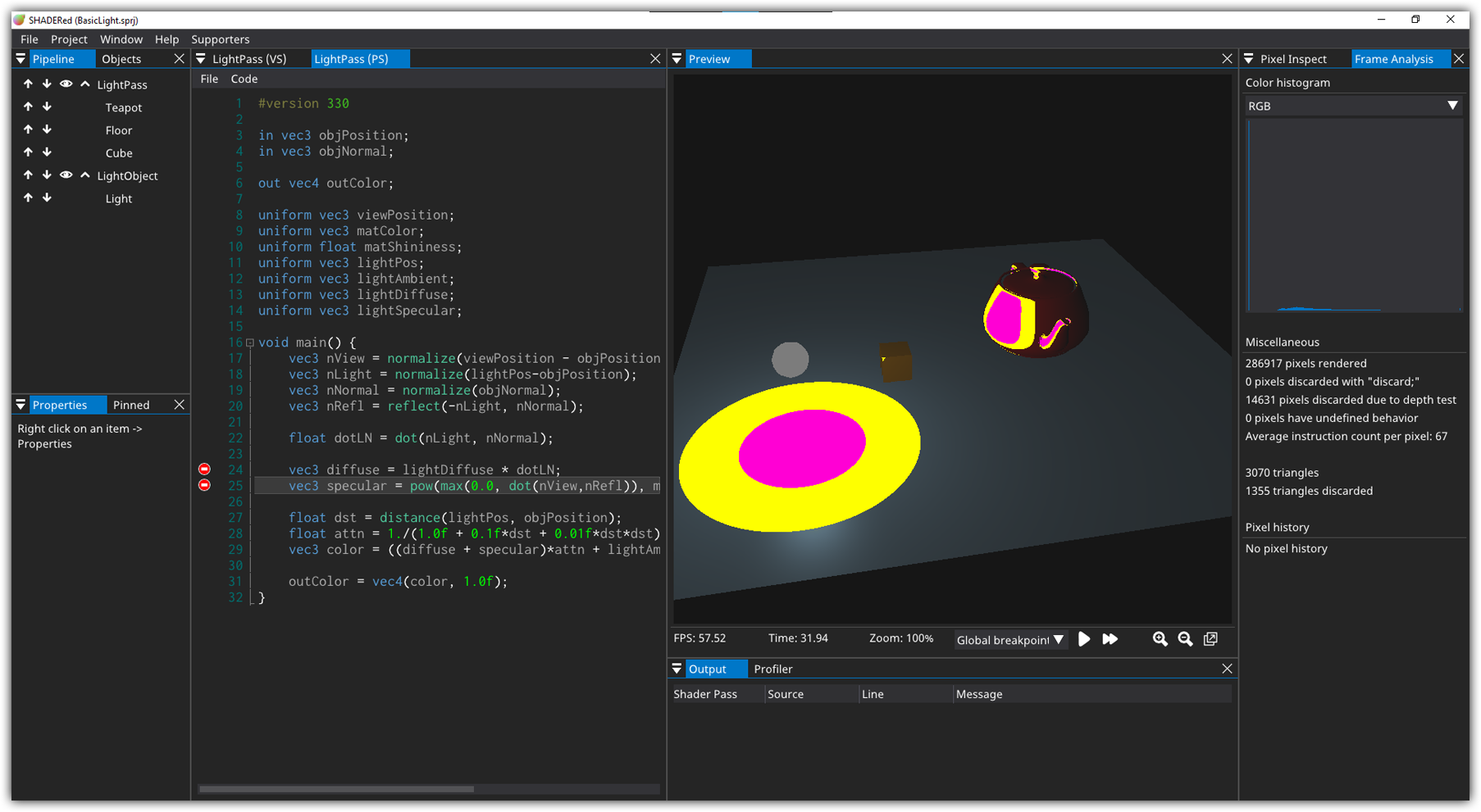 Shader source. Source Shader Editor.